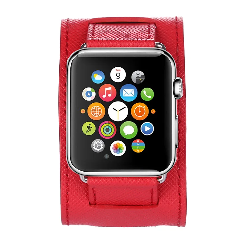 FOHUAS высокое качество крест зерна Подлинная ссылка браслет петля для Apple Watch ремешок кожаный ремешок манжеты 38 мм 42 мм