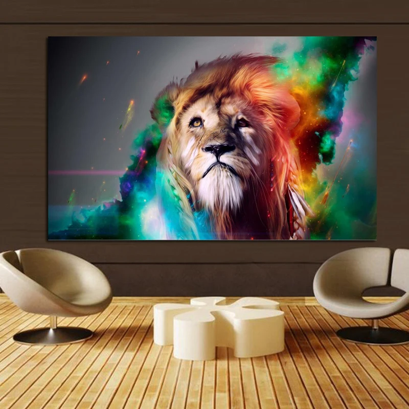 YWDECOR Pangu культура современные животные Красочные Король Лев холст живопись HD