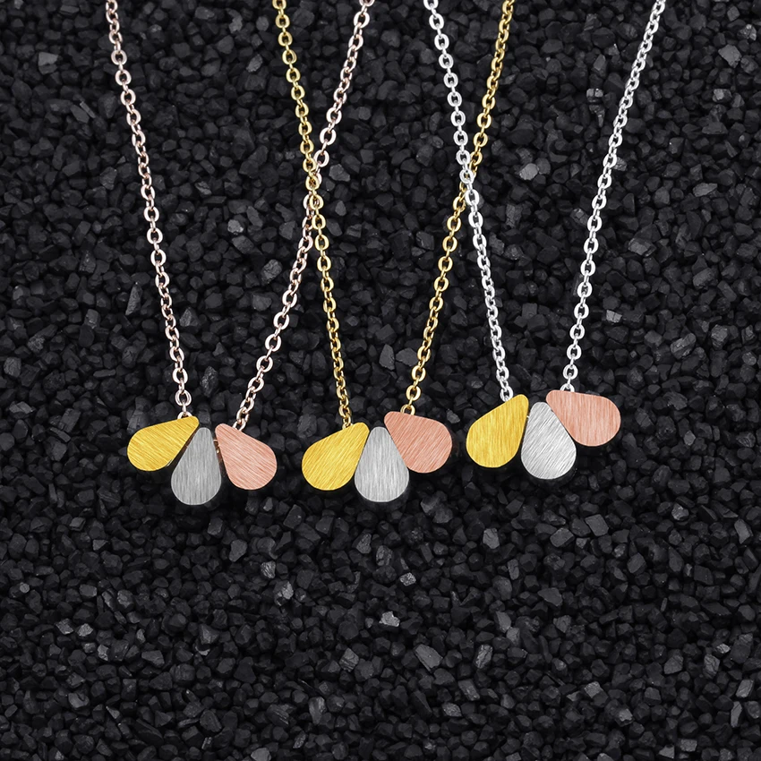 Подвеска капля из нержавеющей стали цвета розового золота|necklace women|pendant necklacevintage