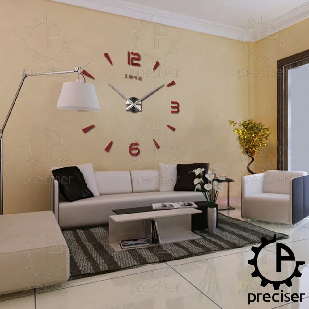 Love Letters Arabic Digital 3D Wall Clock Modern Design Large Diy Wall Clocks Self-adhensive Wall Stickers