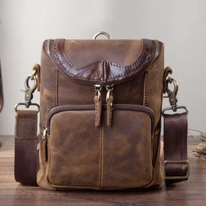 Модная кожаная мужская повседневная многофункциональная поясная сумка, сумка-мессенджер, дизайнерская сумка через плечо для мужчин 611-74