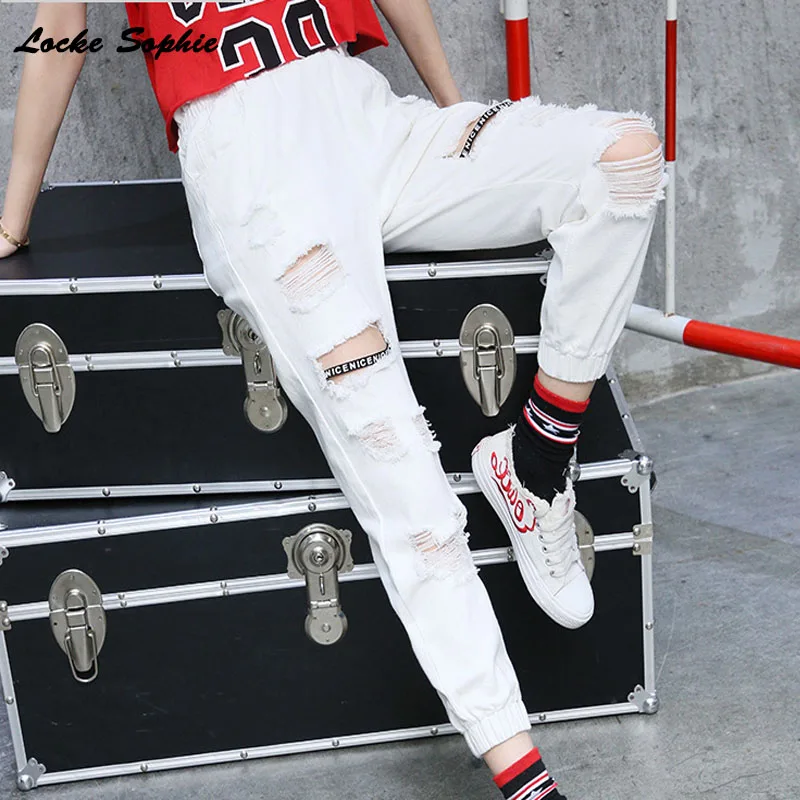 1 шт. Женские джинсы карандаш с высокой талией модные 2020 рваные из хлопка женские