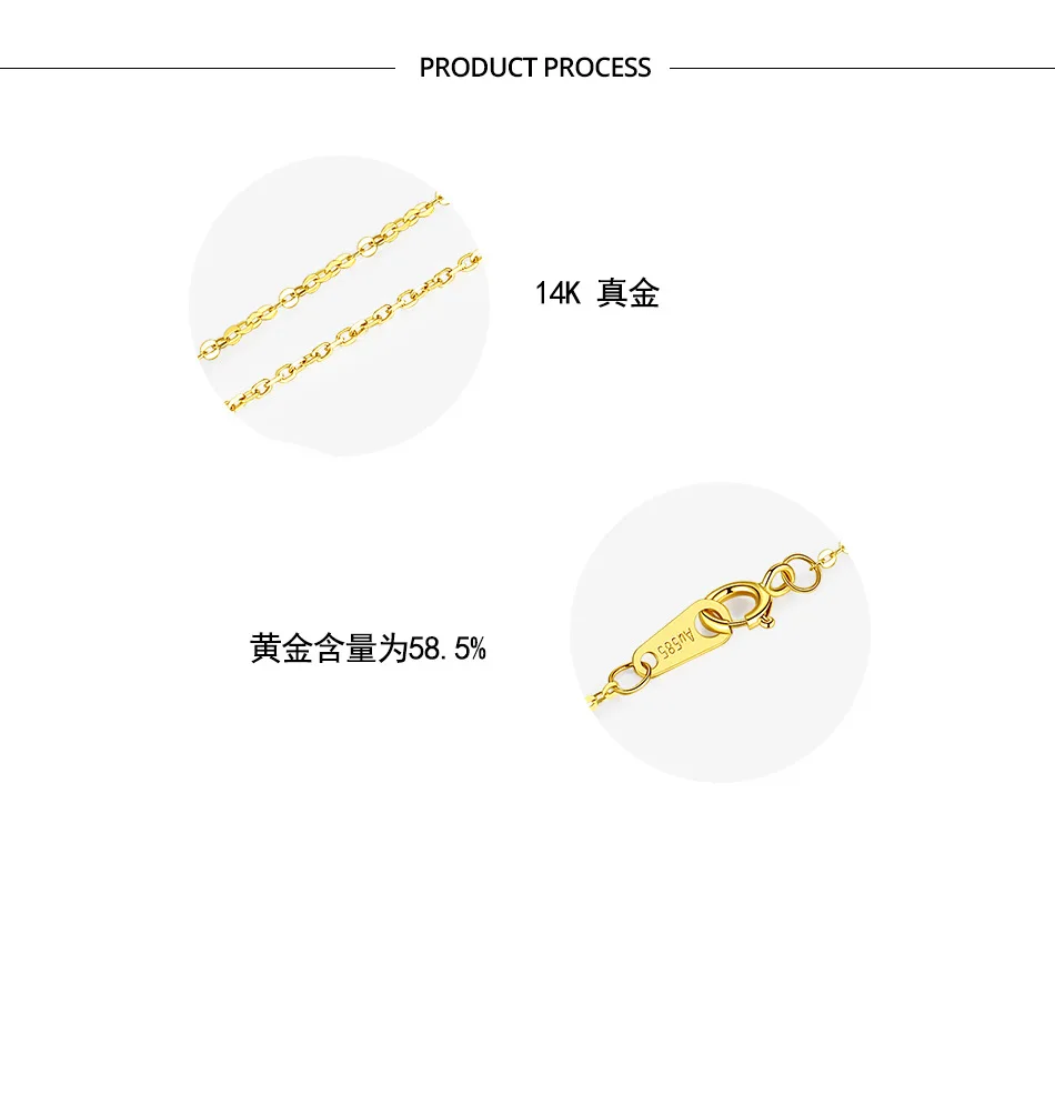 Классическая простая цепочка, настоящее ожерелье, 14 K, золотое ожерелье, модное простое ожерелье круглой формы, Женские Ювелирные аксессуары