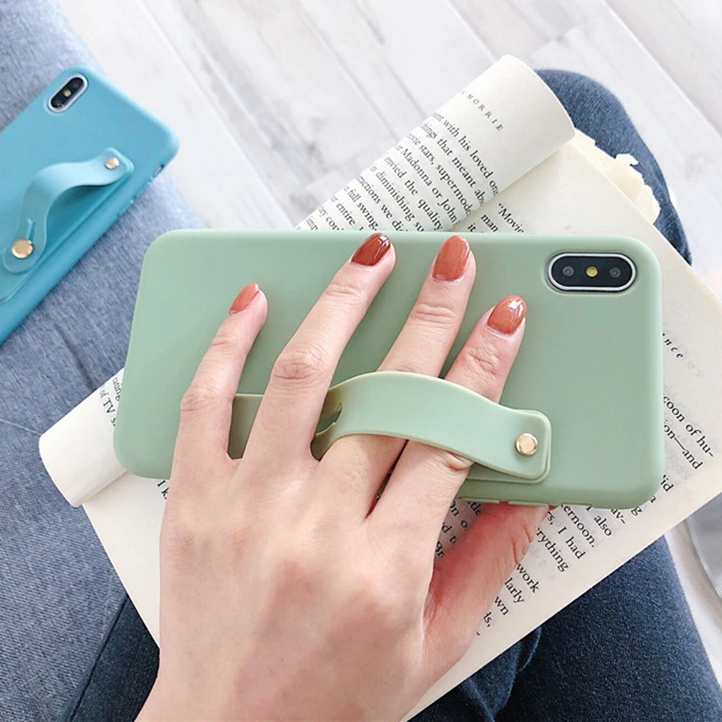 Чехол-держатель для телефона ярких цветов для iphone 7, чехол для iphone 11 X XS max XR 6 6s 7 8 plus, цветной мягкий чехол на запястье из ТПУ