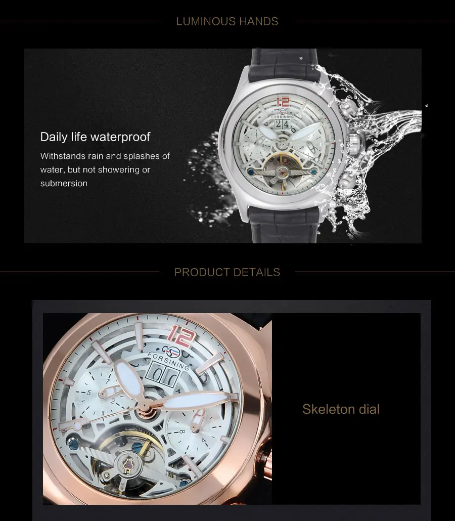Forsining выпуклая стеклянная стильная Tourbillion 3D дизайнерская Натуральная кожа ремешок мужские часы лучший бренд класса люкс автоматические часы