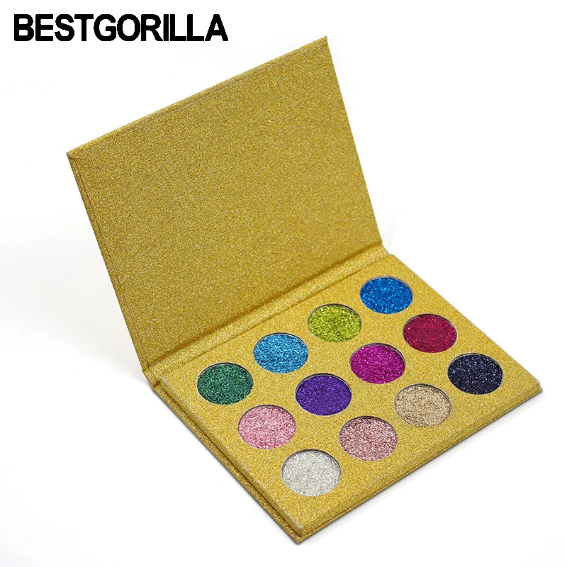 2017 Горячая 12 цветов Палитра теней для век блестящий сверкающий порошок глаза