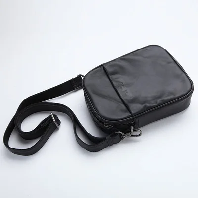 Black 1(Large) AETOO, мужская кожаная мини-сумка Baotou из воловьей кожи, сумка через плечо, сумка для мобильного телефона, японская маленькая сумка - Цвет: Black 1(Large)