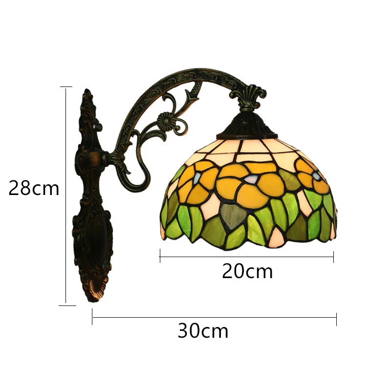 

Yellow Glass Flowers Wall Lamp European Garden Wall Sconce Lights for Stairs Blacony Corridor Restaurant Bar Light Fixture