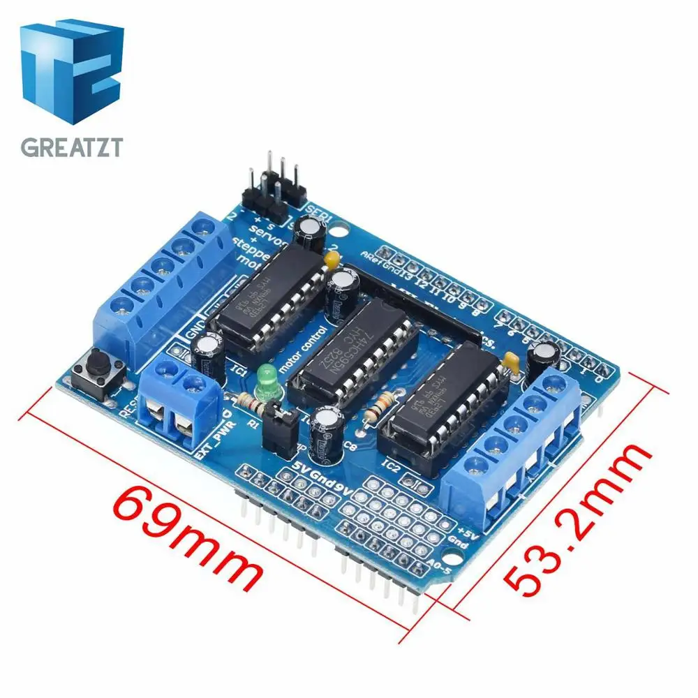 GREATZT 1 шт. L293D двойной щит привода двигателя для arduino Duemilanove плата расширения