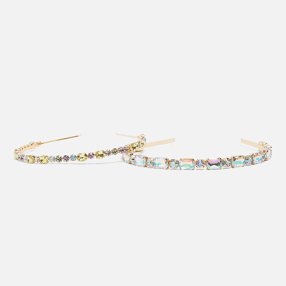 Dvacaman ZA жесткие Bejeweled повязки на голову для девочек красочные Кристальные бусины повязка на голову для женщин Свадебная вечеринка Аксессуары для волос