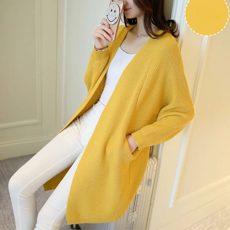 

2018 Women Long Knitted Cardigans Coat Women Knitwear Sweater Oversize Female New Autumn Sweater Long Cardigan Plus Size Sweater