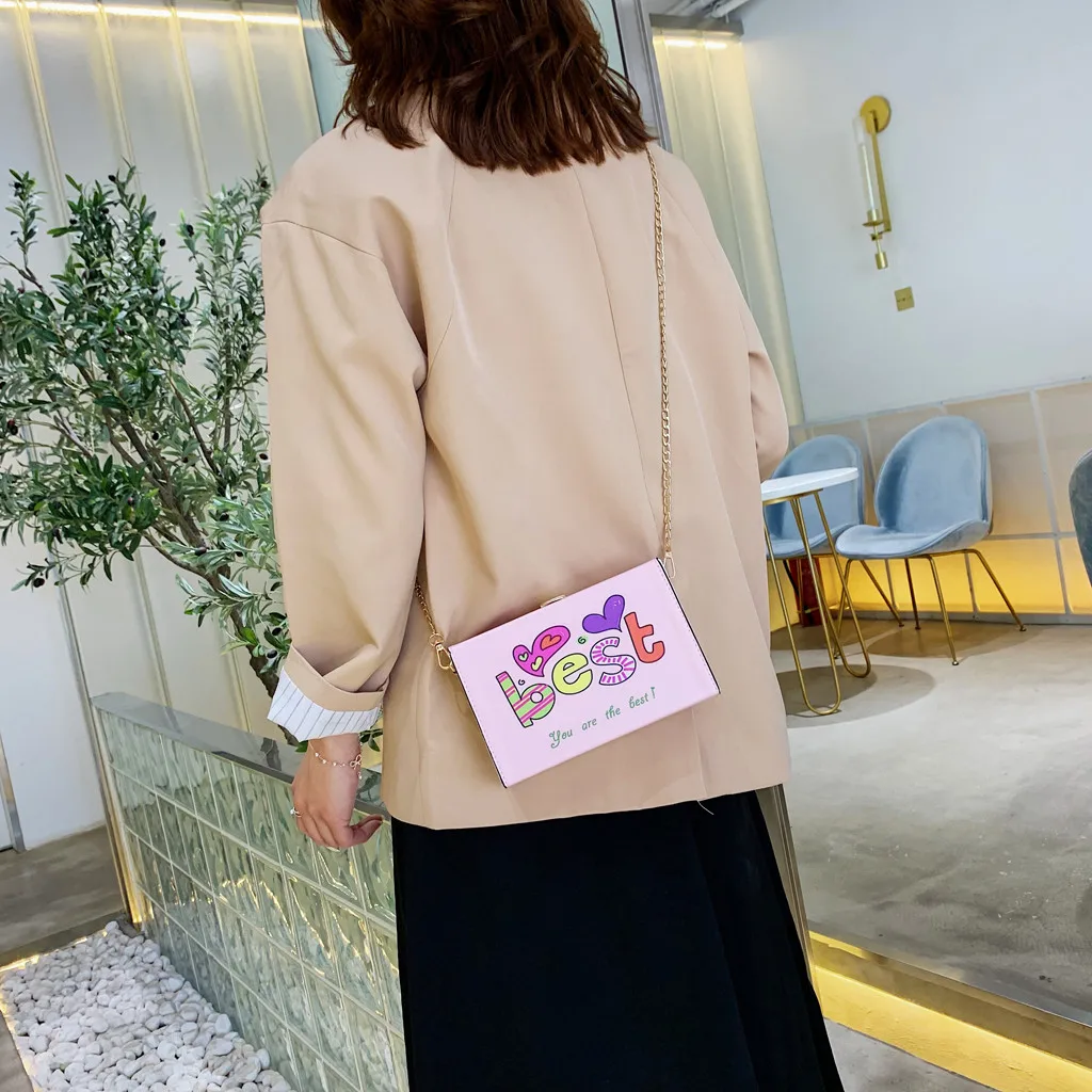 Aelicy Bags For Women 2019 Fashion Wild Simple Messenger Bag Grils Women's Letter Best Love Hasp Package Chain | Багаж и сумки