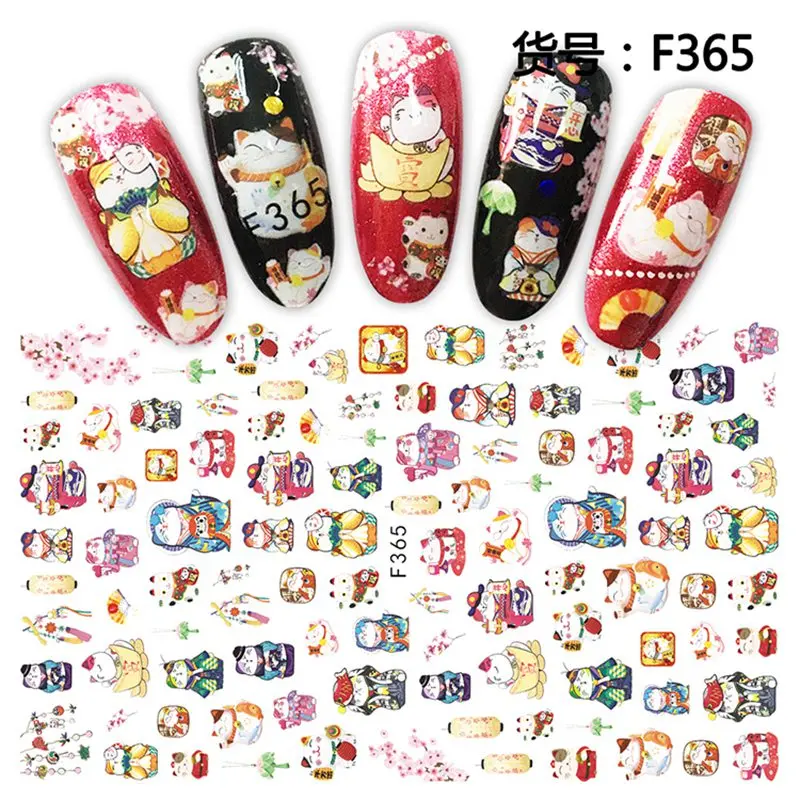 F365 Китайский Персонаж, клейкие наклейки для ногтей, маджонг, дизайн ногтей, декоративные наклейки, маникюр, поддельные ногти, аксессуары - Цвет: F365