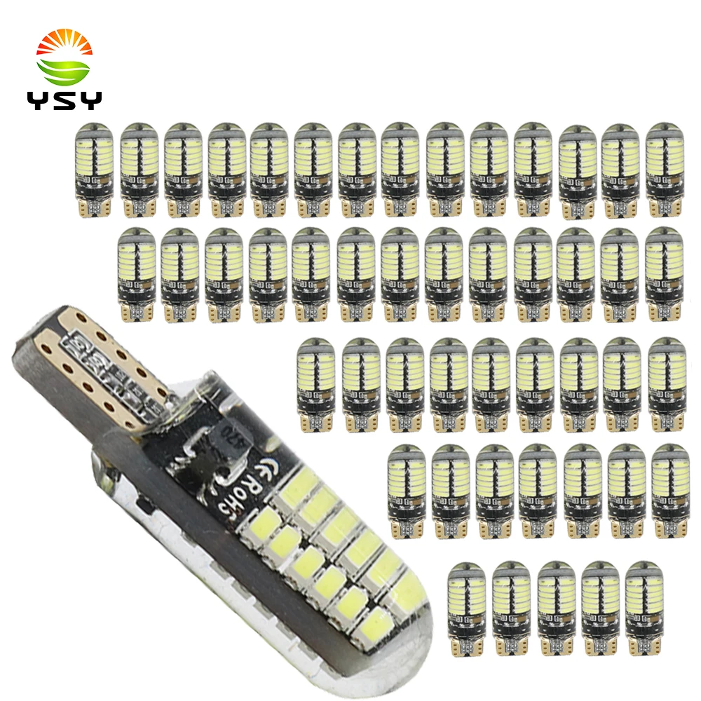 YSY 50X T10 W5W светодиодный силиконовый гелевый свет 194 168 3014 24SMD светодиодные
