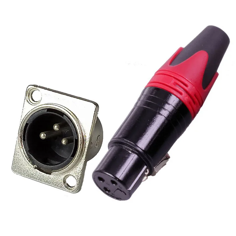 1 комплект/2 шт. 3 Pin XLR разъем 1 шт. штекер Панель Крепление Шасси+ 1 шт. гнездо в комплекте микрофонный разъем адаптер - Цвет: Red (1 Set)