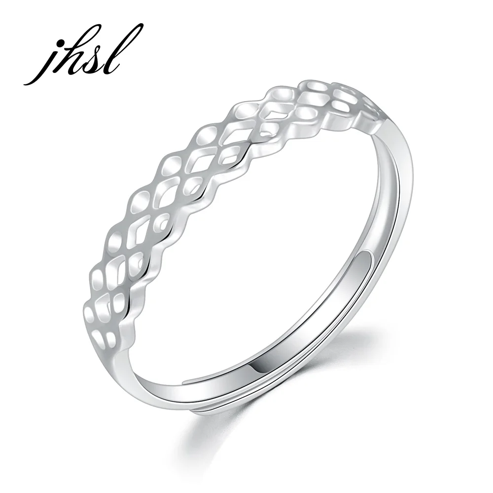 

JHSL Brand Real S925 Sterling Silver Rings for Women Girls Student Ladies Female Fine jewelry Size Adjustable