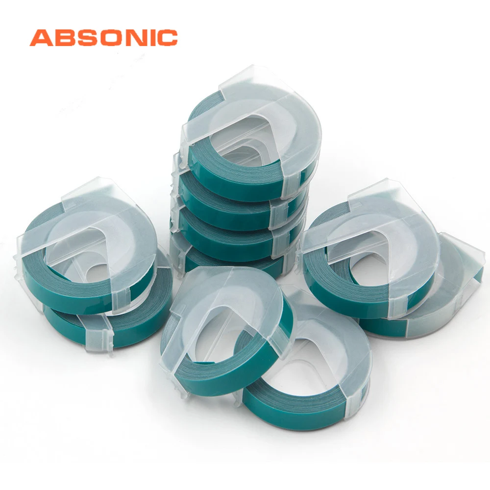 Absonic 10 шт 9 мм озеро зеленый Запасной лента Совместимость DYMO 3D тиснение Xpress лейбла, для DYMO 1610 1575 тиснение MOTEX E101