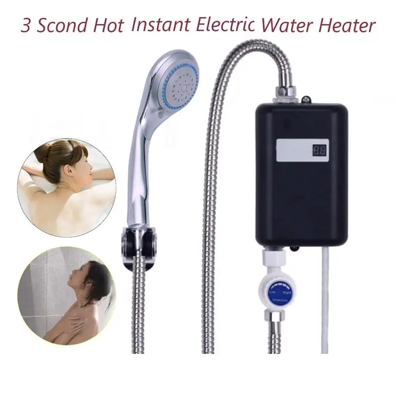 3800W Mini Tankless Electric Instant Hot Water Heater with LED Temperature Display for Kitchen sink Bathroom Shower tap heating | Бытовая