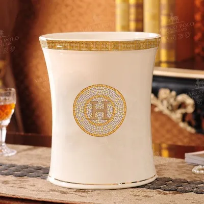 G Desktop Paper holder Ceramic Waste bin Garbage bin Waste basket Trash can File holder Office Organizer Office decorations - Цвет: G