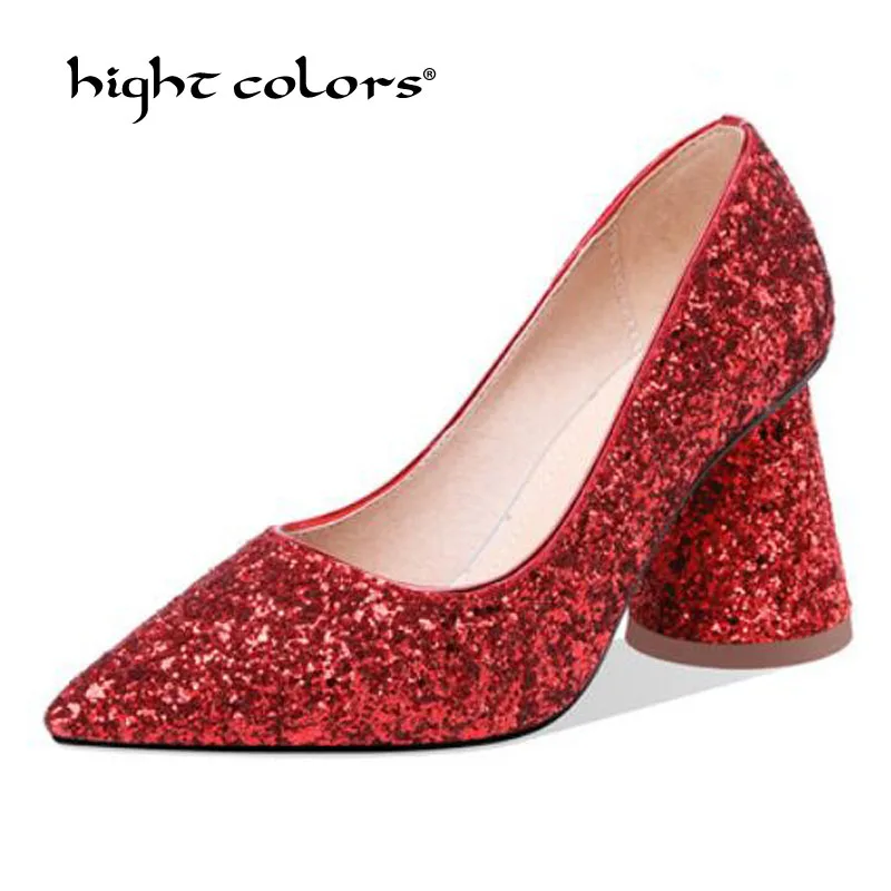 Туфли-лодочки женские блестящие высокий каблук 8 см пикантные для свадьбы