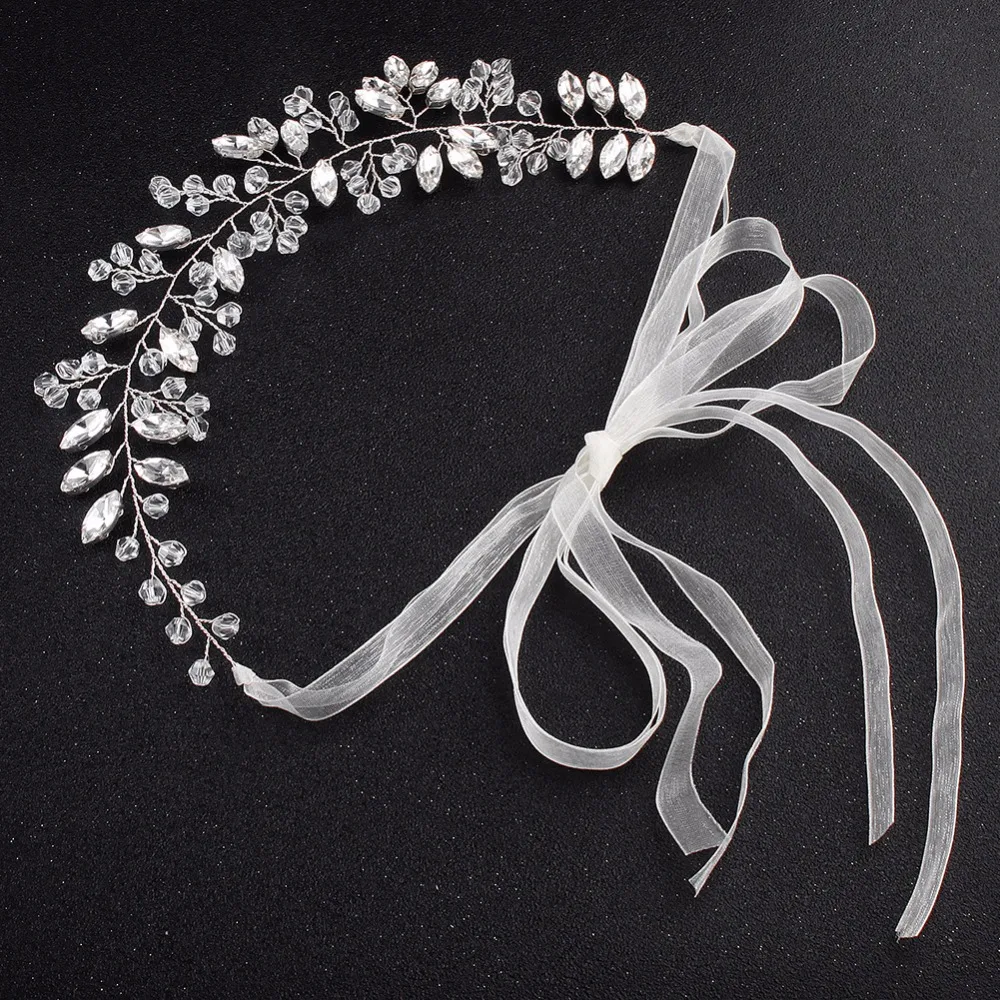 

SLBRIDAL Handmade Alloy Wired Rhinestones Crystal Wedding Headband Bridal Hair Vine Hair Accessories Bridesmaids Women Jewelry