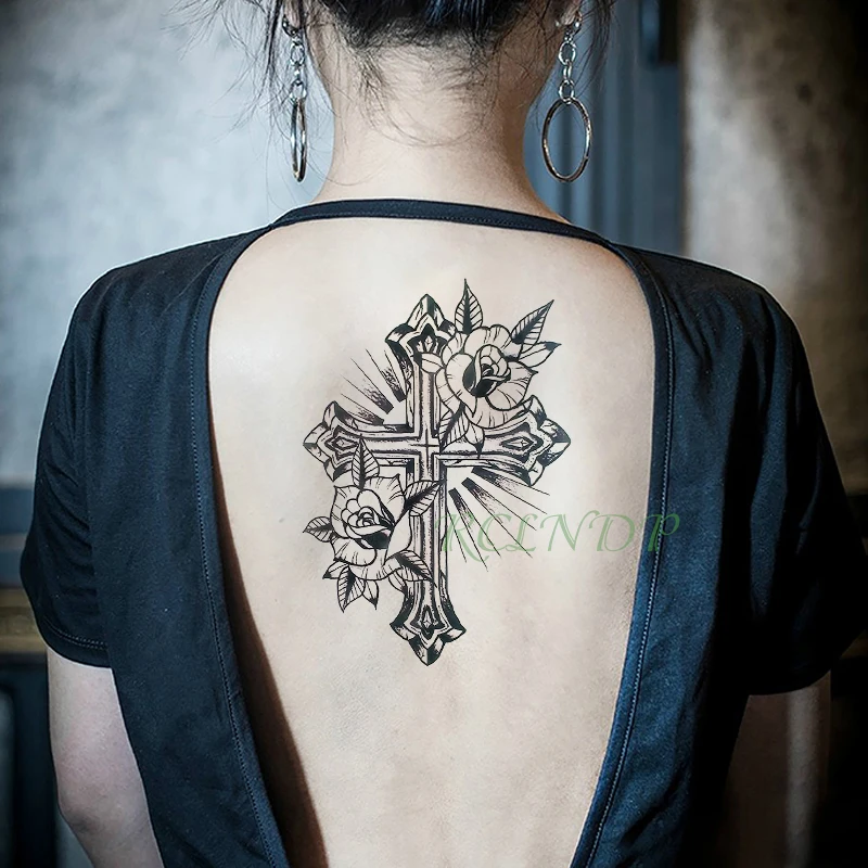 

Waterproof Temporary Tattoo Sticker rose cross fake tatto flash tatoo tatouage temporaire Stickers leg arm for girl women men