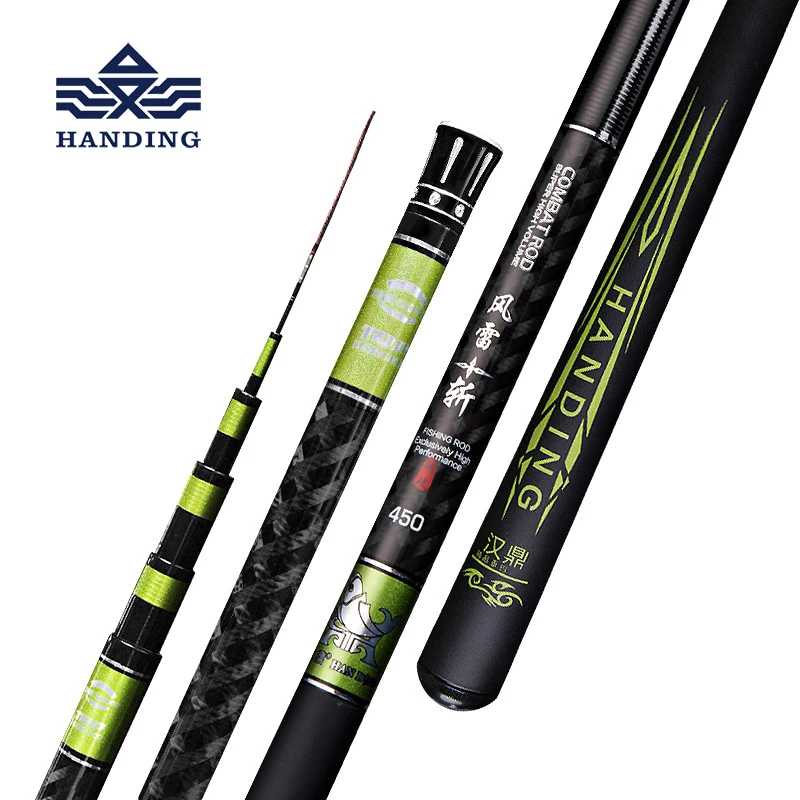 Handing 3.6-8.1m Telescopic Fishing Rod Carbon Fiber Pole Ultra-light Carp super hard Stream Hand rod for big fish | Спорт и