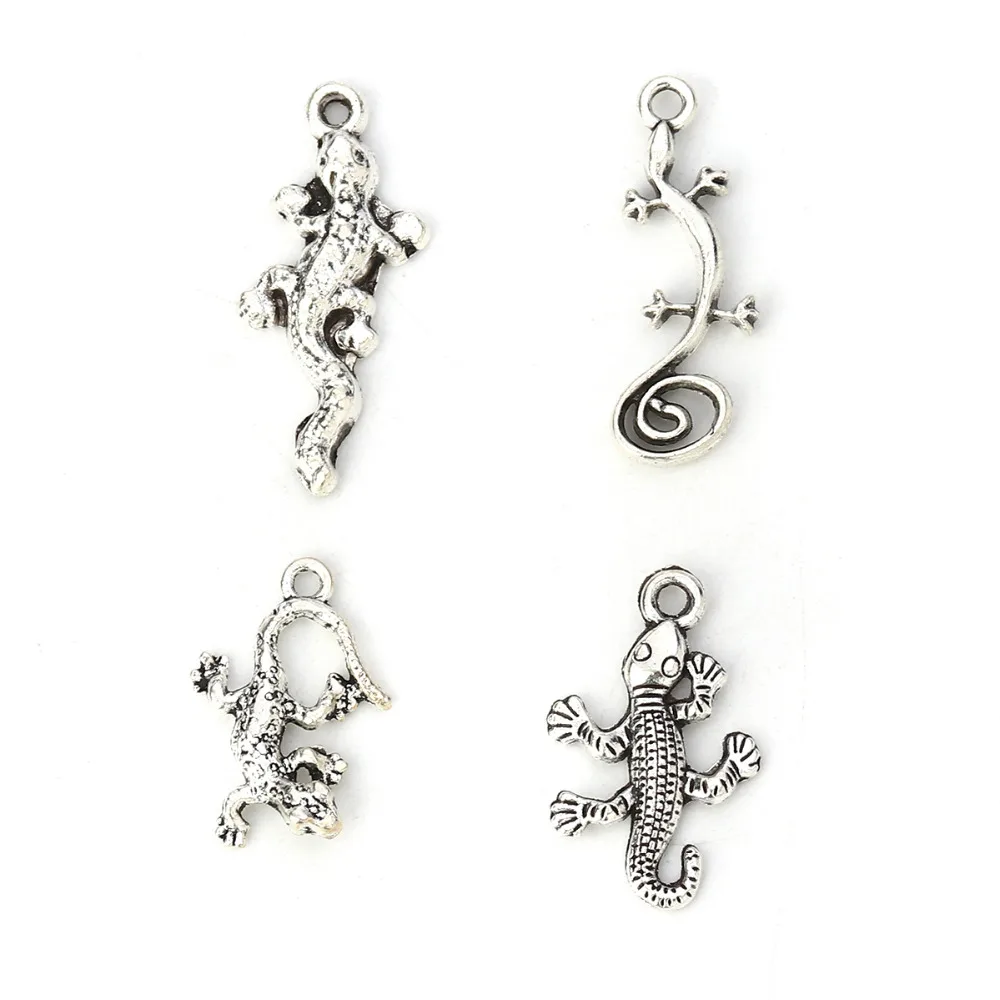 DoreenBeads подвески из цинкового сплава ящерица серебристого цвета смешанные 3 1 см x 4