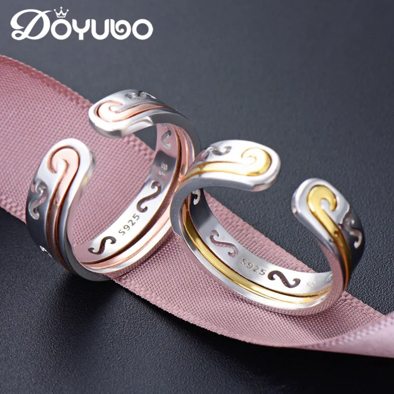 DOYUBO Adjustable Size Men's 925 Sterling Silver Tighten Mantra Rings Rose Gold & Color Sun WuKong Pure Ring VB270 | Украшения и