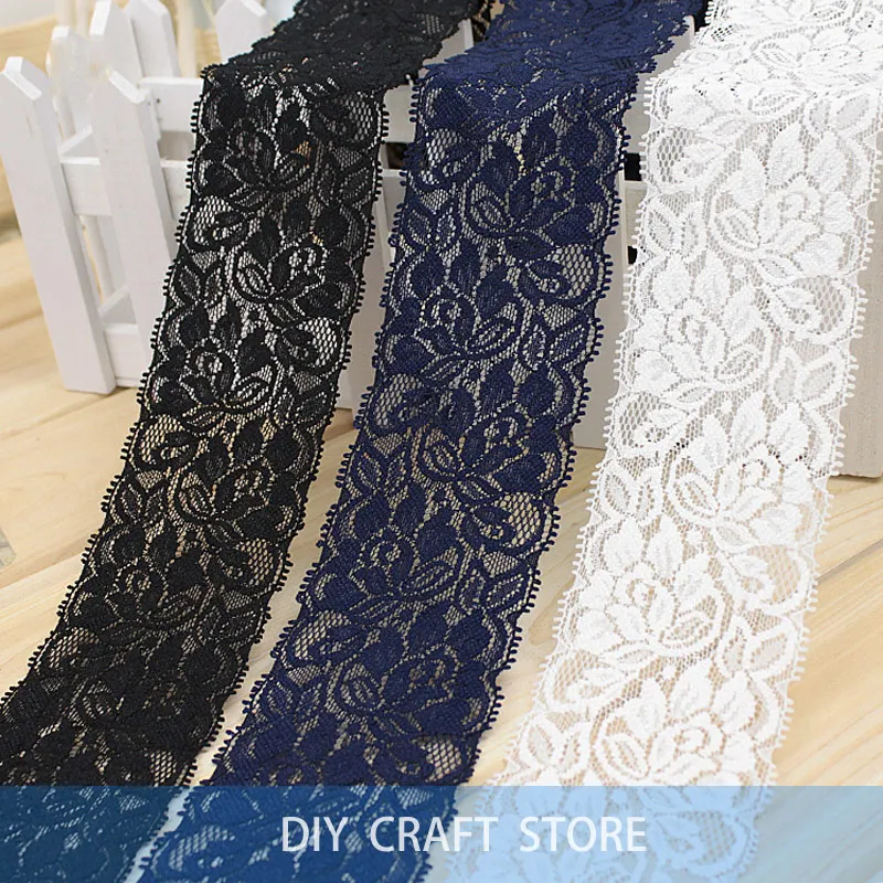 12 метров эластичная вышитая кружевная лента шириной 65 мм гладкая ткань отделка