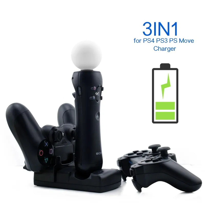 5 в 1 двойная зарядная док-станция для sony Playstation 4 PS4 Pro Slim/PS3 для PS3 Move charger s подставка для беспроводного контроллера