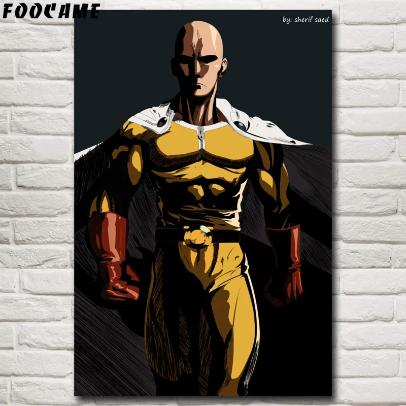 Постеры и принты в стиле аниме foocome ONE PUNCH MAN шелковая Живопись декоративные