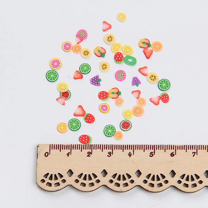 1000pcs 3D Fruit Slices Filler Slime Toys for Kids Girls Nails Art Tips Cell Phone Decoration Slime Accessories