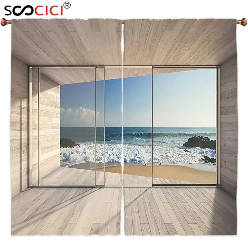 Шторы на окна 2 панели украшение для комнаты изображение пустой современной