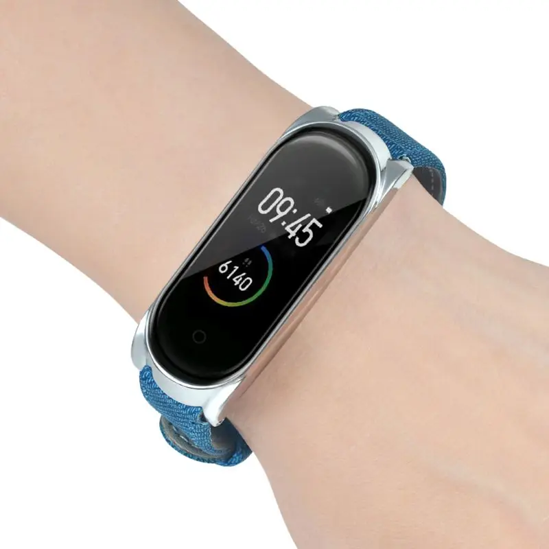 Прочный ремешок на запястье из искусственной кожи джинсовый для Xiaomi Mi Band 4/3 умный