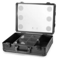 makeup train case pro aluminum cosmetic organizer box bag with led mirror large capacity beauty artist cosmetic tools storag