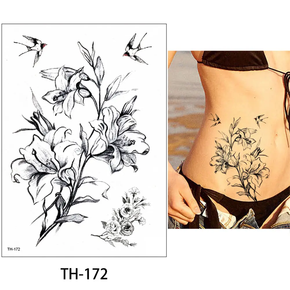 14,8*21 см glaryyears 24 дизайна 1 лист DIY крохотный цветок татуировка животных TH Временное Тело шеи руки ноги назад искусство тату Stikcer - Цвет: TH-172