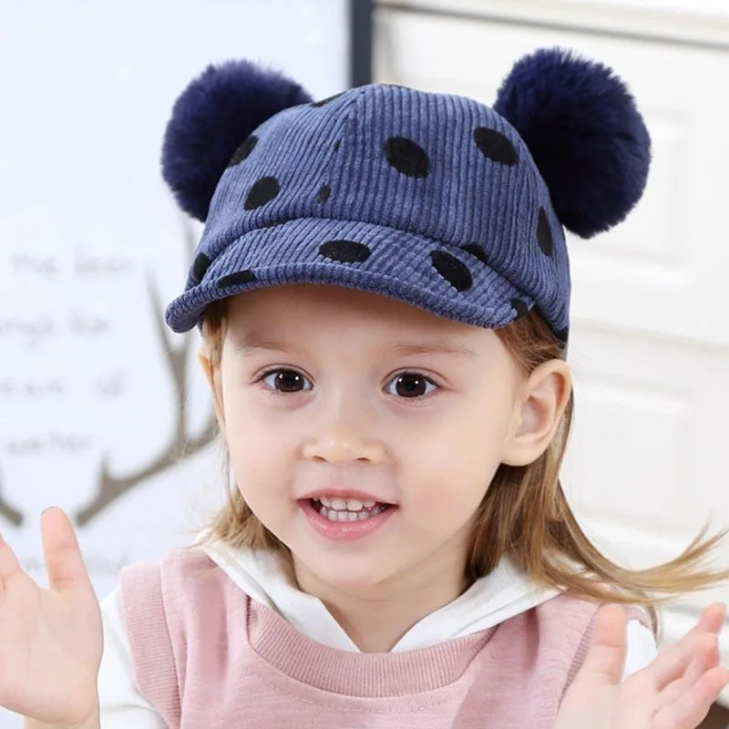 Mickey Ear Hats Children Snap Back Dots Pattern Caps Baseball Cap with Ears Autumn Winter Hip Hop Kids Baby Boy Girls | Детская одежда