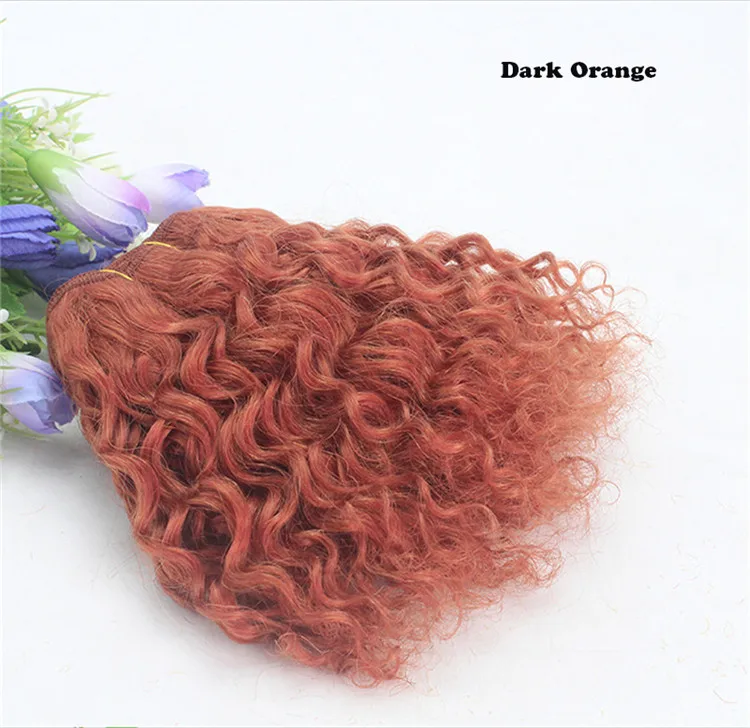 Dark Orange 18*100 см наращивание Черный Белый Коричневый Розовый Вьющиеся шерстяные волосы утки для парики для кукол аксессуары русские DIY кукольные волосы - Цвет: Dark Orange