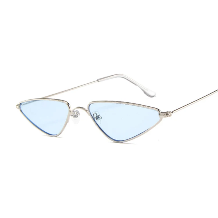 SilverBlue Милые сексуальные женские солнцезащитные очки кошачий глаз, Женская Металлическая оправа, Модные Винтажные Солнцезащитные очки для женщин UV400 - Цвет линз: SilverBlue