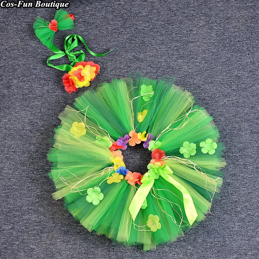 Пышная юбка пачка для девочек 30 см и топ гавайский праздничный пляжный костюм