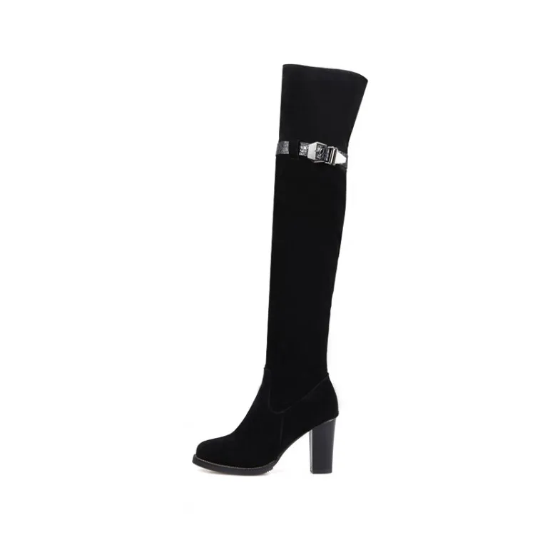 Женские сапоги до колена на массивном каблуке с круглым носком|boots sexy|womens knee high