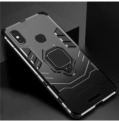 Армированный чехол для Xiaomi mi 9 8 SE Honor 8 lite 6X Pocophone F1 mi X 2 2S MAX мы собрали воедино 3 подставка с магнитным кольцом крышка Red mi K20 6 5 Примечание 7 5 ТПУ чехол - Цвет: Черный