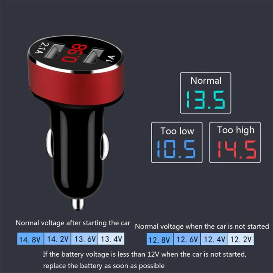 Новое автомобильное зарядное устройство с двумя usb портами 1 шт. 2 порта ЖК дисплей
