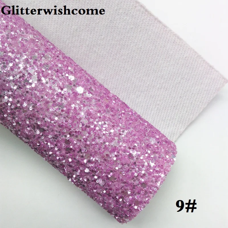 Glitterwishcome 21X29 см A4 размер винил для луков Кристалл Толстый блеск кожа ткань винил для луков, GM128A - Color: 9