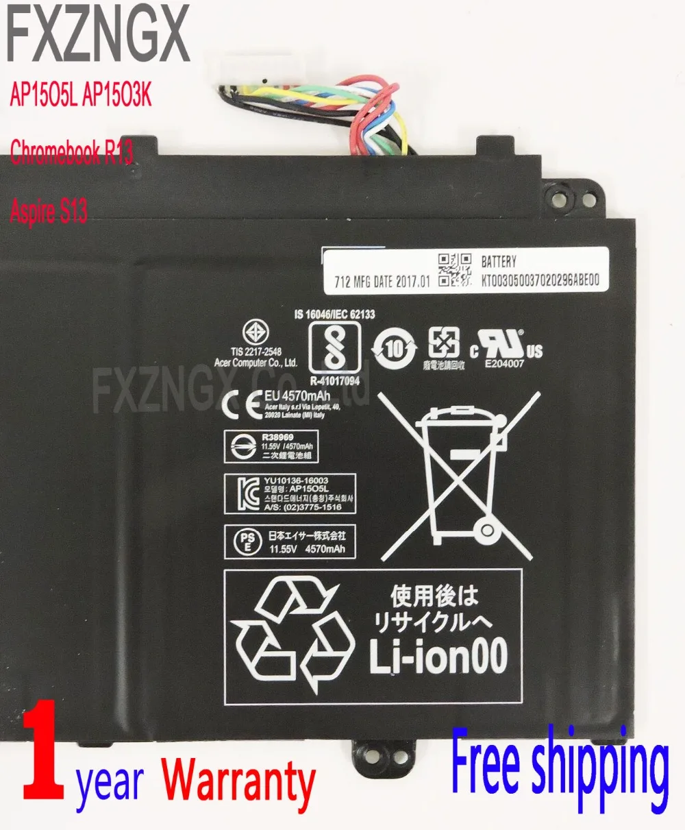 FXZNGX AP15O5L AP15O3K Портативный компьютер Батарея ForACER Aspire S5 371 71QZ 371T 58CC S 13 Chromebook R13