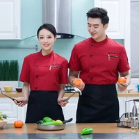 chefs work clothes short sleeve men food services cooking clothes breathable coffee bar chef uniform work clothes for cooking