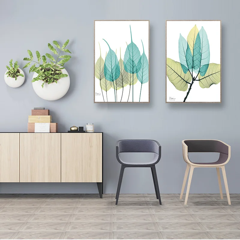 Nordic A4 Fresh Transparent Plant Leaves Creative Abstract Wall Art Poster Style Canvas Painting Home Decor Cactus | Дом и сад