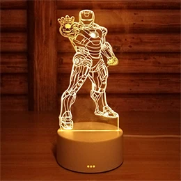 Креативный 3d ночник стереовидение Светодиодная настольная лампа мультфильм анимация моделирование технология настольная лампа для чтения подарок ребенку A11220 - Цвет корпуса: iron man