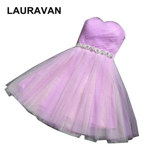 Новинка 2020 короткое вечернее платье без бретелек из тюля сиреневый Светло
